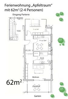 Grundriss der Ferienwohnung Apfeltraum