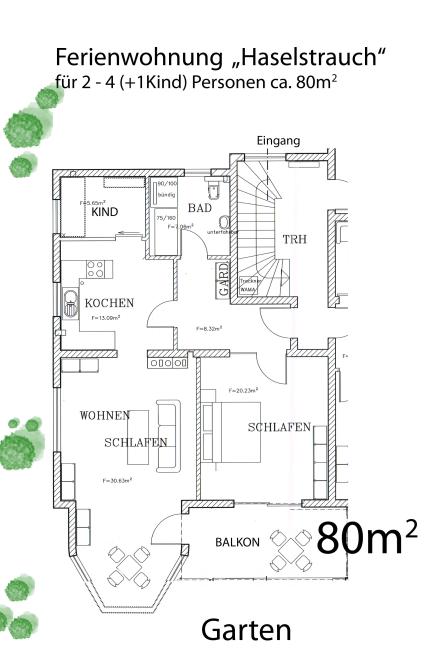 Grundriss der Ferienwohnung Haselstrauch
